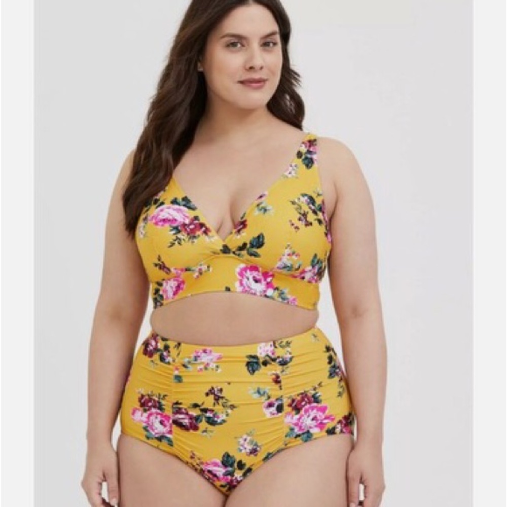 Torrid Yellow Floral Bikini 3x 3 swim top